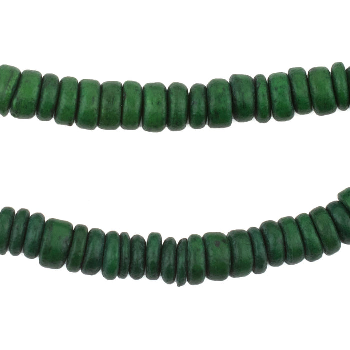 Green Disk Coconut Shell Beads (8mm) (10 Pack) - The Bead Chest