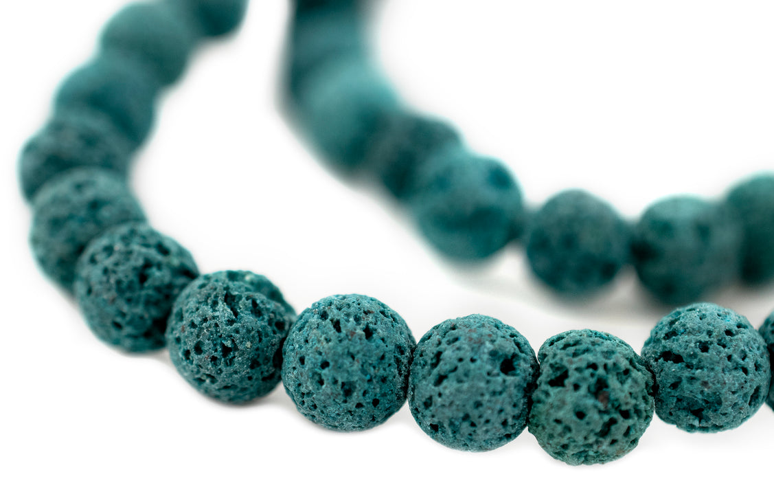 Teal Green Volcanic Lava Beads (8mm) - The Bead Chest