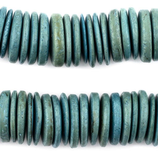Light Blue Disk Coconut Shell Beads (20mm) (10 Pack)