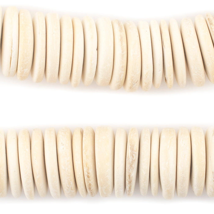 White Disk Coconut Shell Beads (20mm) (10 Pack) - The Bead Chest