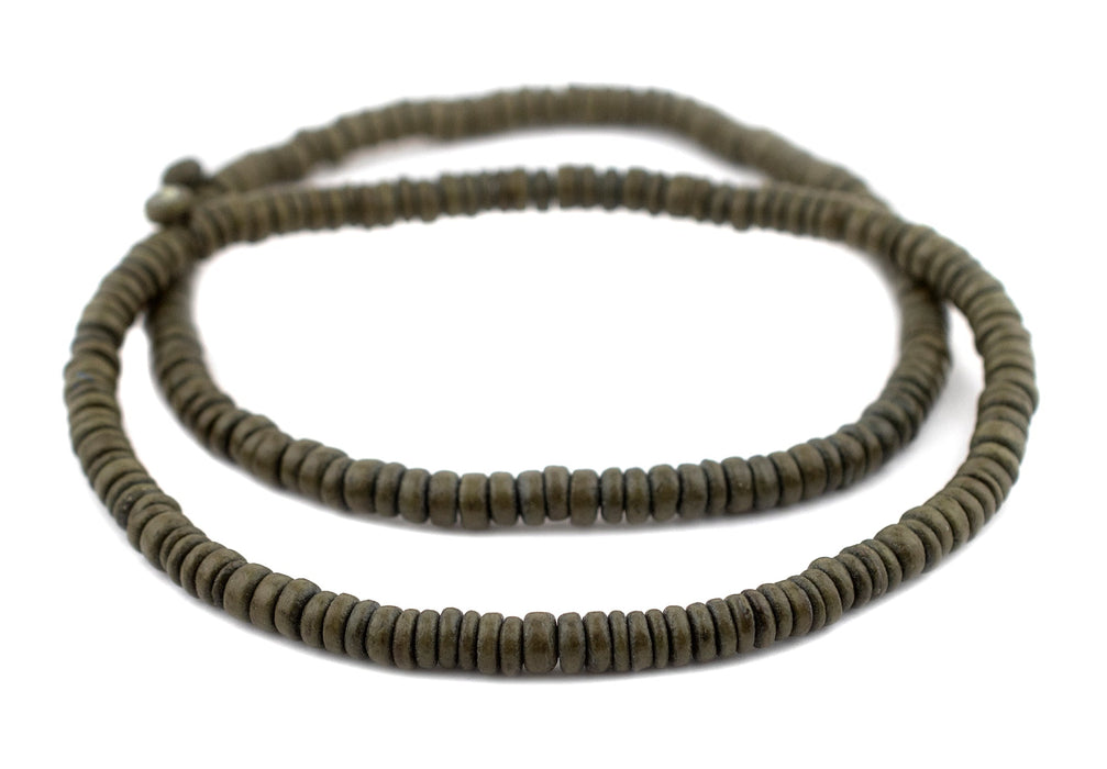 Olive Green Disk Coconut Shell Beads (8mm) (10 Pack) - The Bead Chest