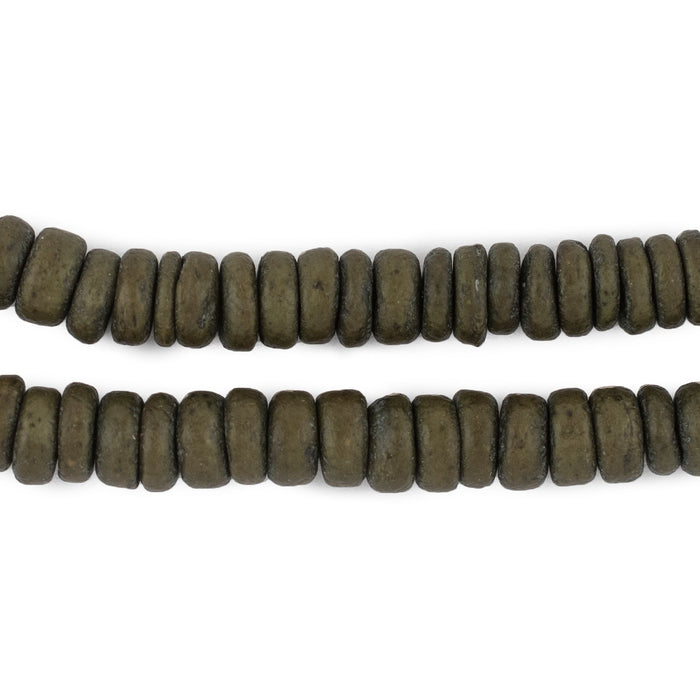 Olive Green Disk Coconut Shell Beads (8mm) (10 Pack) - The Bead Chest
