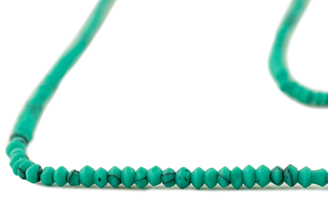 Green Afghan Turquoise-Style Saucer Stone Heishi Beads (2mm)