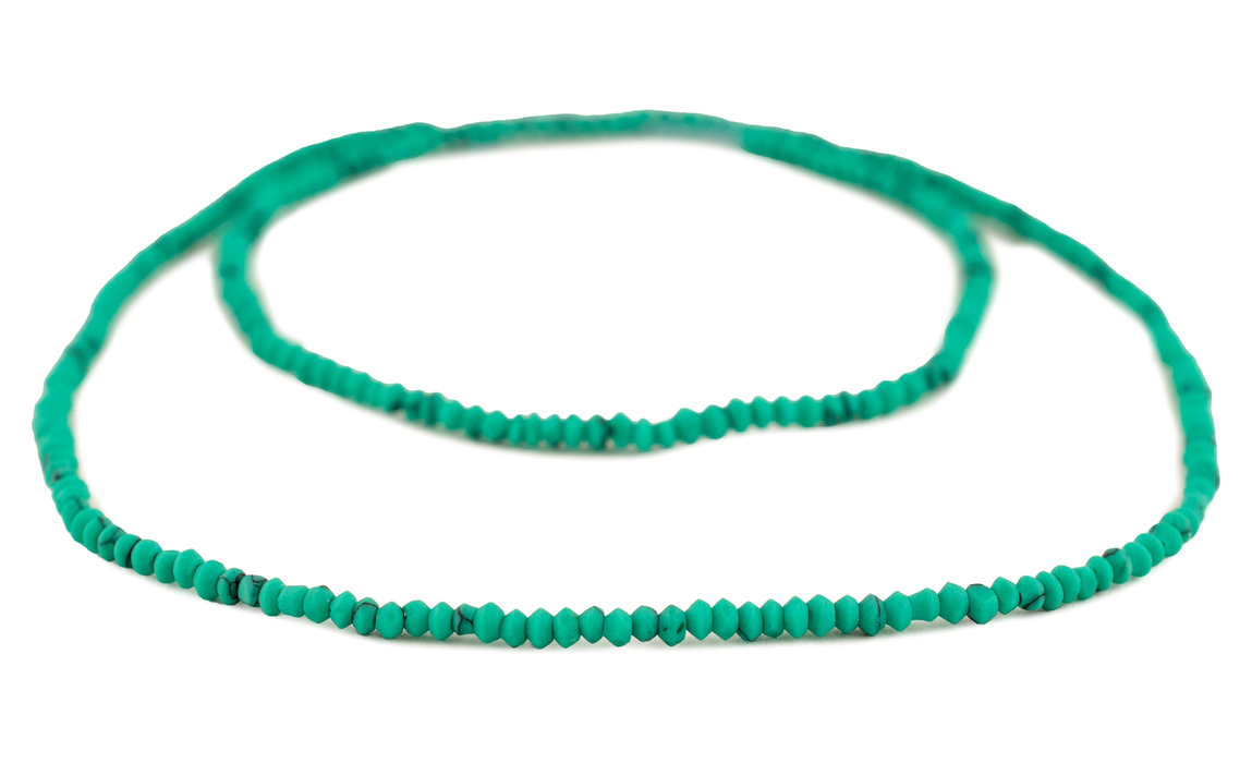 Green Afghan Turquoise-Style Saucer Stone Heishi Beads (2mm)
