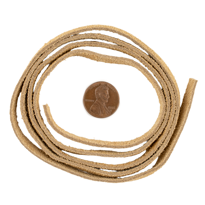 6.0mm Beige Flat Suede Leather Cord (3ft)