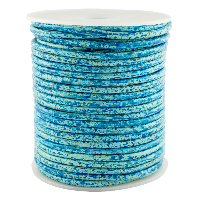 3.0mm Turquoise Speckled Round Leather Cord (75ft)