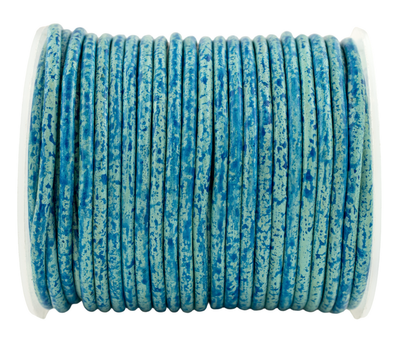 3.0mm Turquoise Speckled Round Leather Cord (75ft)