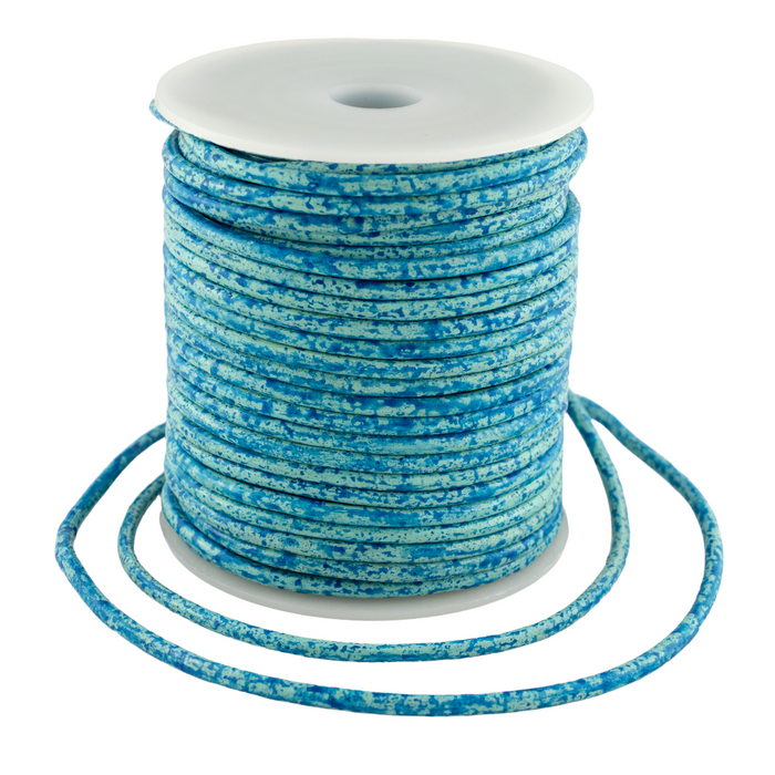 3.0mm Turquoise Speckled Round Leather Cord (75ft)