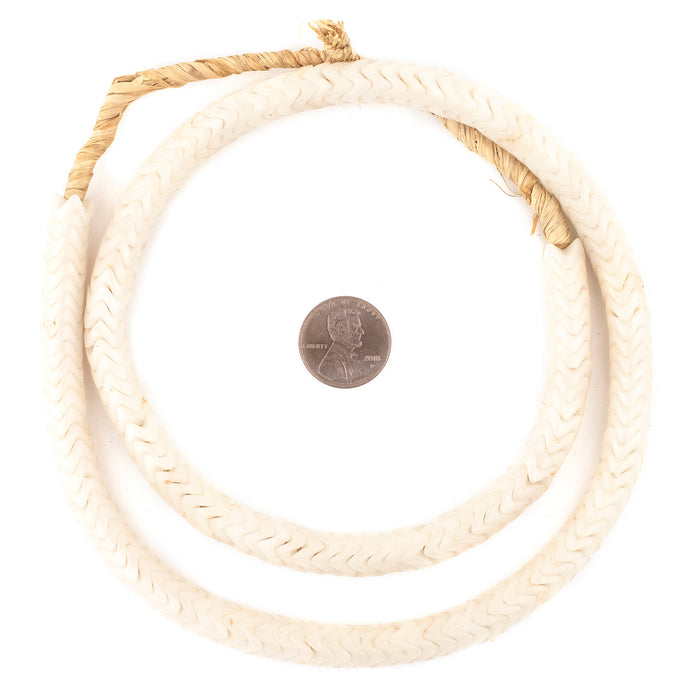 Bone White Glass Snake Beads (9mm)
