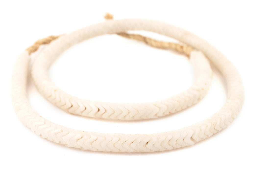 Bone White Glass Snake Beads (9mm)