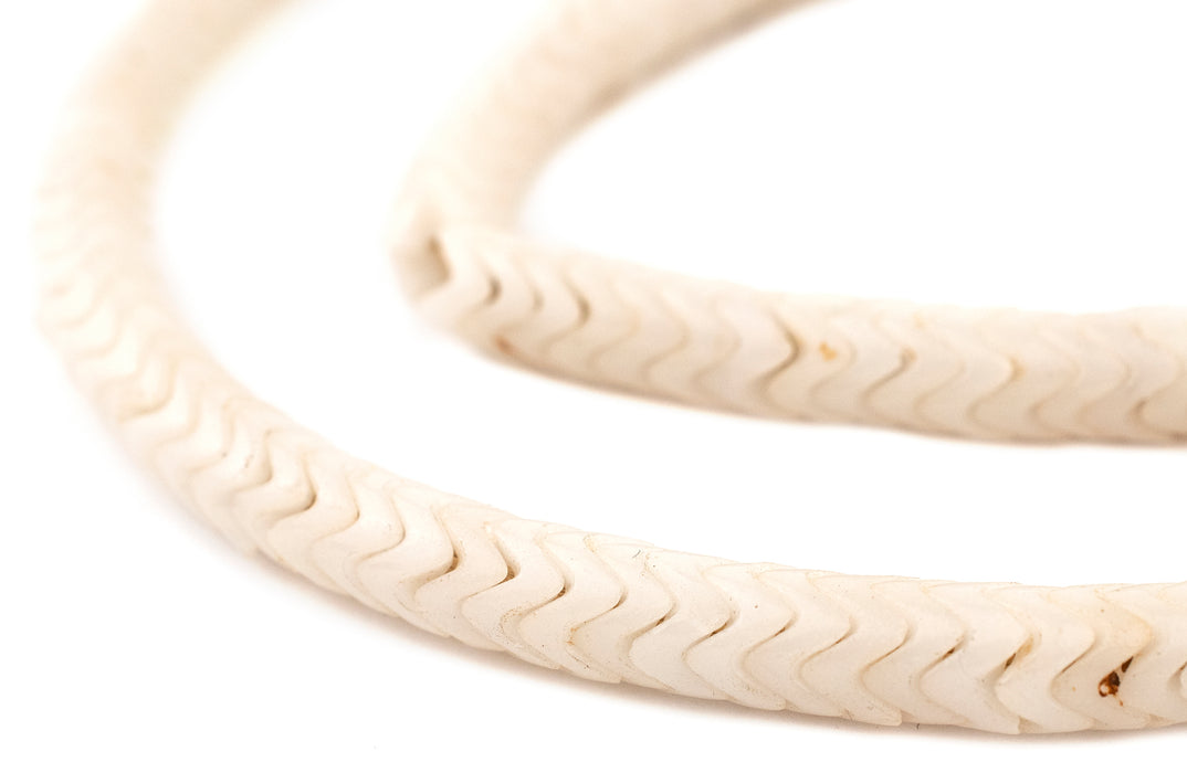 Bone White Glass Snake Beads (9mm)