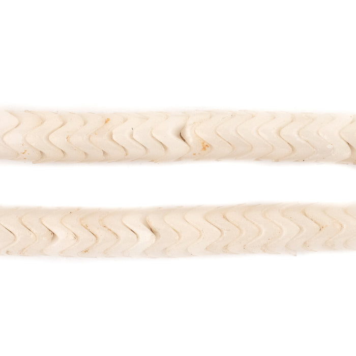 Bone White Glass Snake Beads (9mm)