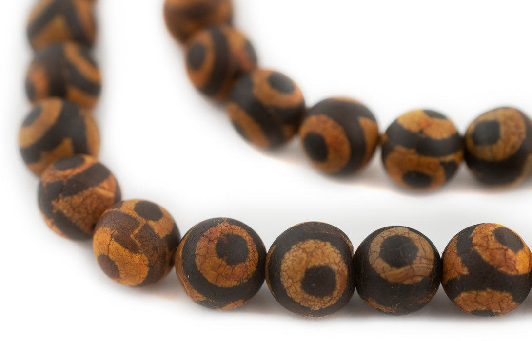 Crackled Eye Round Tibetan Agate Beads (11mm) - The Bead Chest