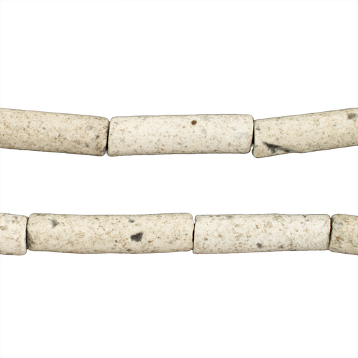 White Moroccan Pottery Beads (Cylinder)