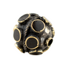 Onyx-Inlaid Studded Afghan Tribal Silver Bead (25mm)