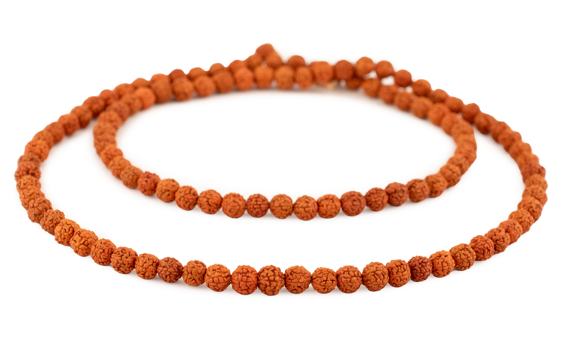 Orange Baby Rudraksha Seed Prayer Beads (6mm)