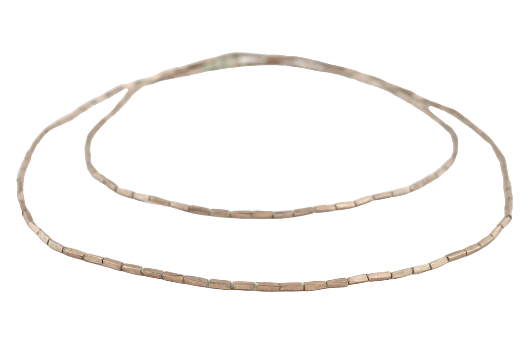 Dark Silver Rectangular Tube Ethiopian Beads (5x2mm)