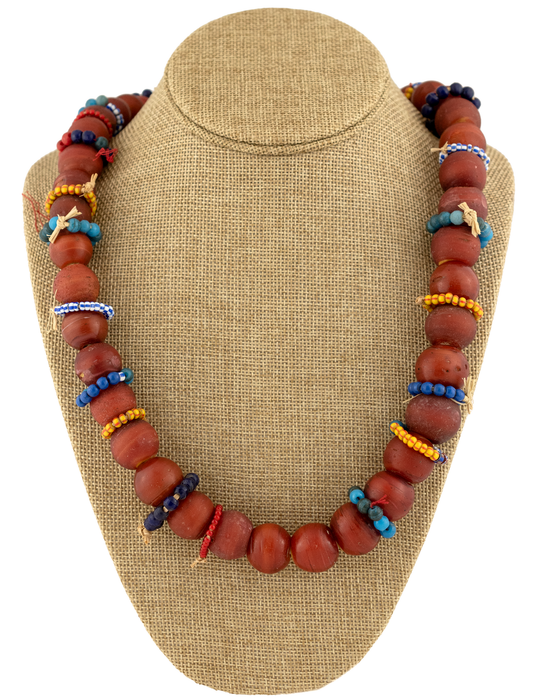 Antique Yoruba Chief White Heart Beads Necklace #17118