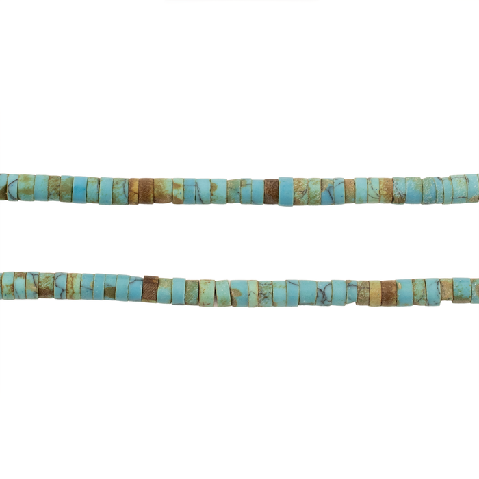 Green Afghan Turquoise-Style Cylindrical Heishi Beads (3mm)