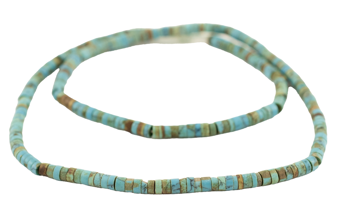 Green Afghan Turquoise-Style Cylindrical Heishi Beads (3mm)