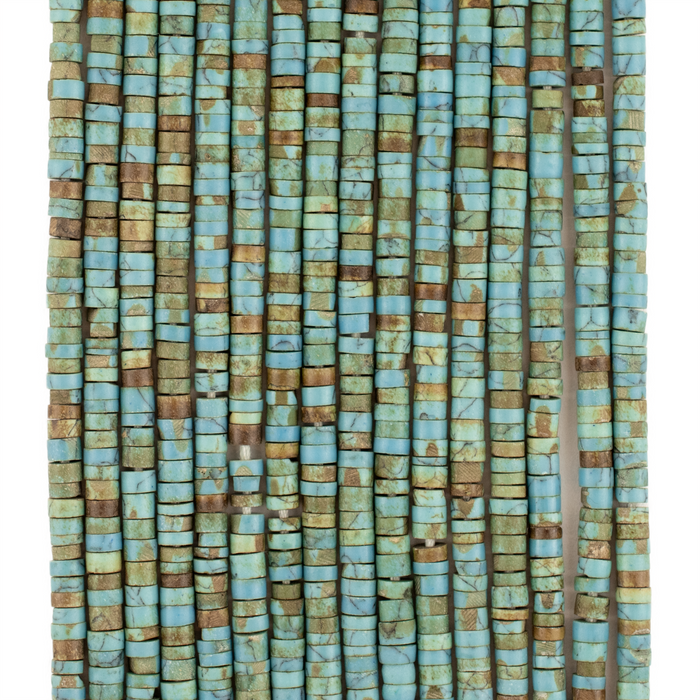 Green Afghan Turquoise-Style Cylindrical Heishi Beads (3mm)