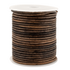3.0mm Distressed Black-Brown Round Leather Cord (75ft)