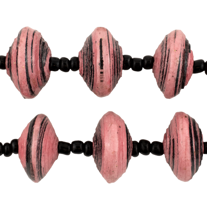 Pink & Black Recycled Paper Beads (20 Inches)