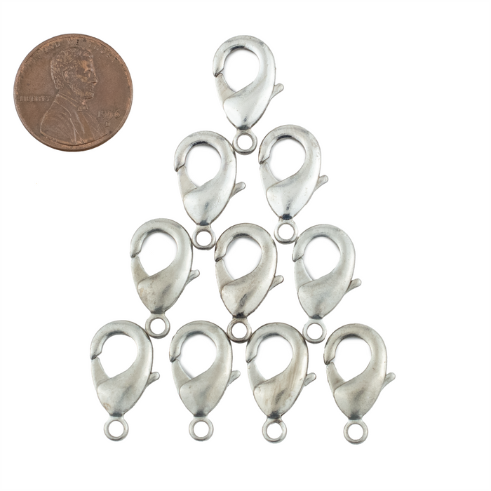 Silver Lobster Clasps (19mm, Set of 10)