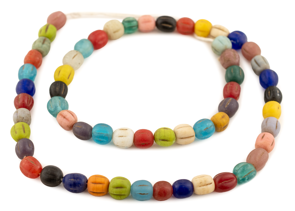 Rainbow Medley Java Glass Melon Beads (10mm)