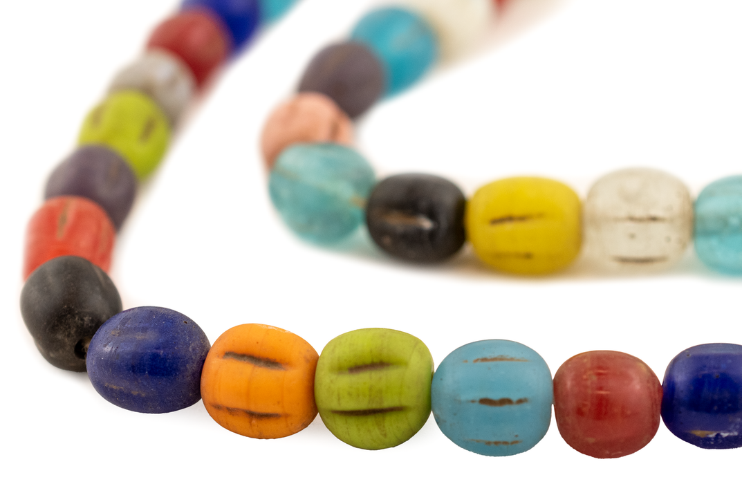 Rainbow Medley Java Glass Melon Beads (10mm)