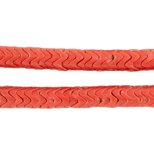 Vintage Coral Red Glass Snake Beads (Long Strand) - The Bead Chest