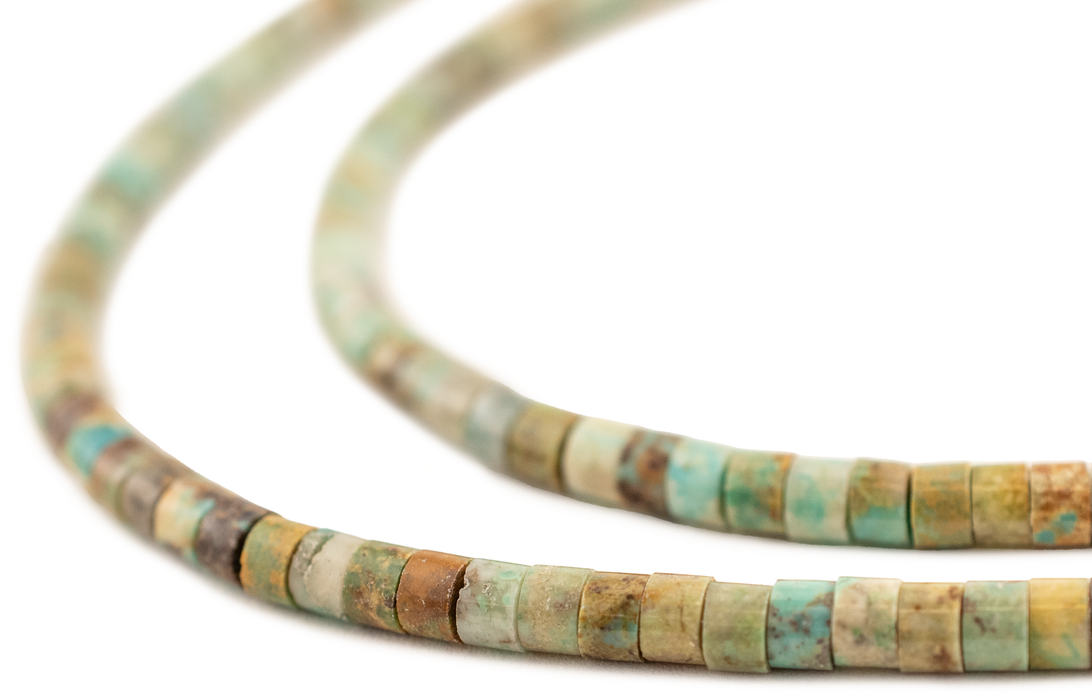 Green Cylindrical Turquoise Beads (4mm)