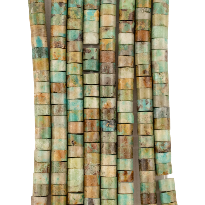 Green Cylindrical Turquoise Beads (4mm)