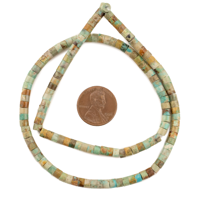 Green Cylindrical Turquoise Beads (4mm)