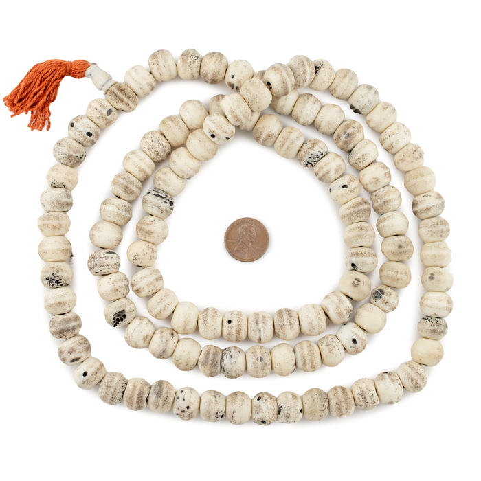 Rustic Grey Bone Mala Beads (14mm)