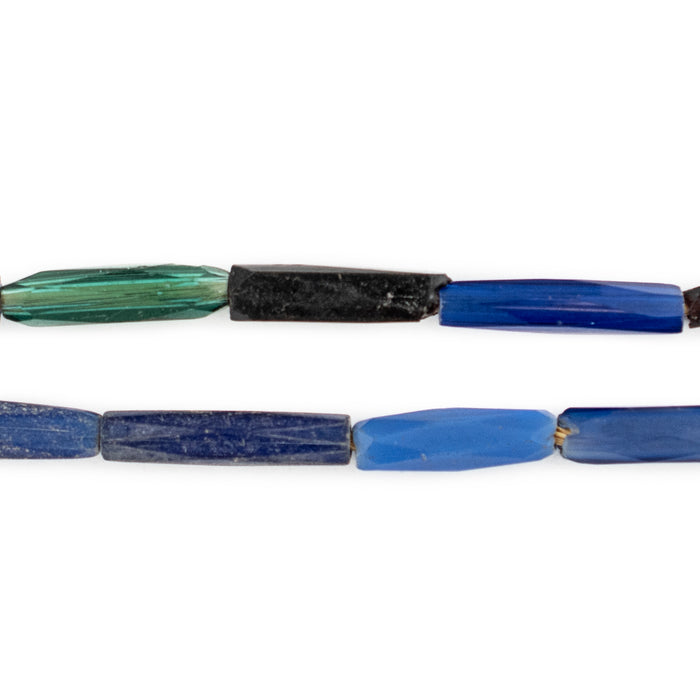 Elongated Russian Blue Glass Tube Beads (5-6mm) - The Bead Chest
