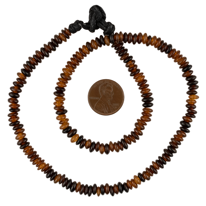 Dark Amber Saucer Horn Beads (6mm)