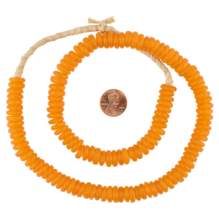 Tangerine Orange Rondelle Recycled Glass Beads