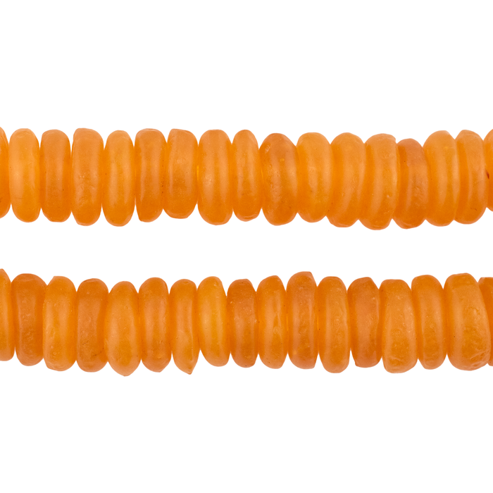 Tangerine Orange Rondelle Recycled Glass Beads