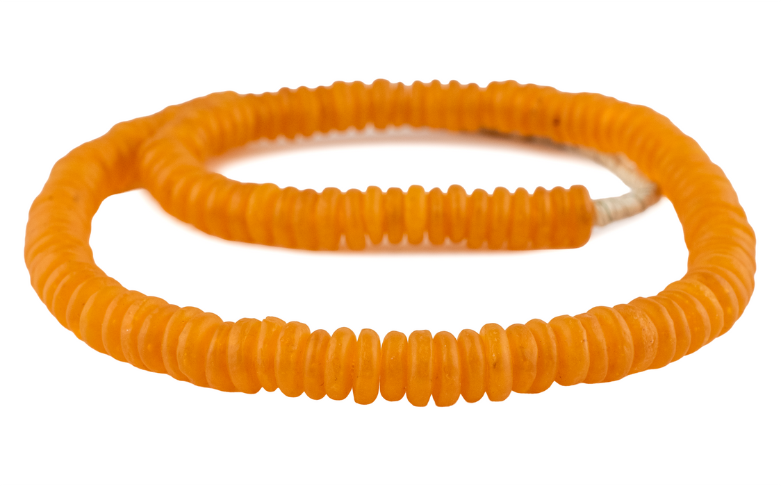 Tangerine Orange Rondelle Recycled Glass Beads