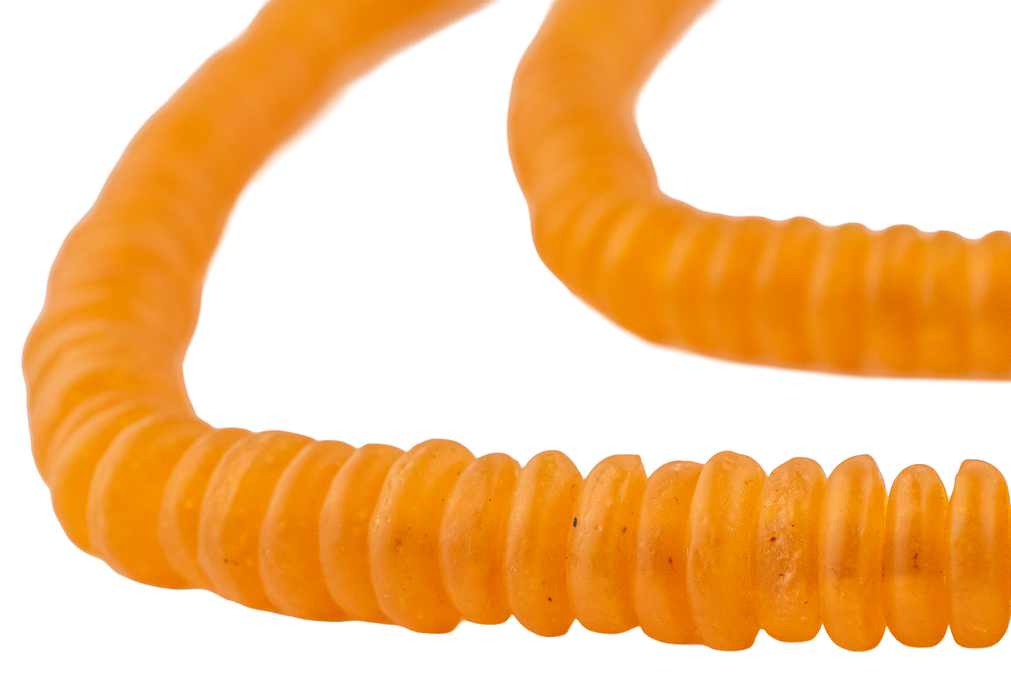 Tangerine Orange Rondelle Recycled Glass Beads