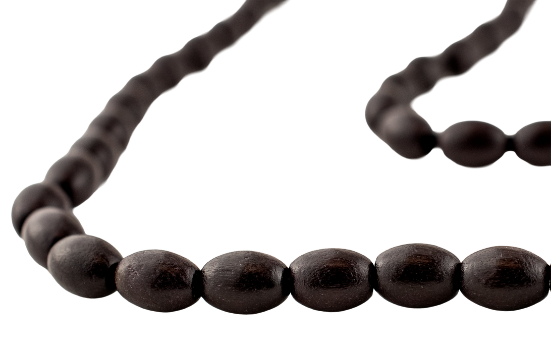 Dark Brown Oval Natural Wood Beads (9x6mm)