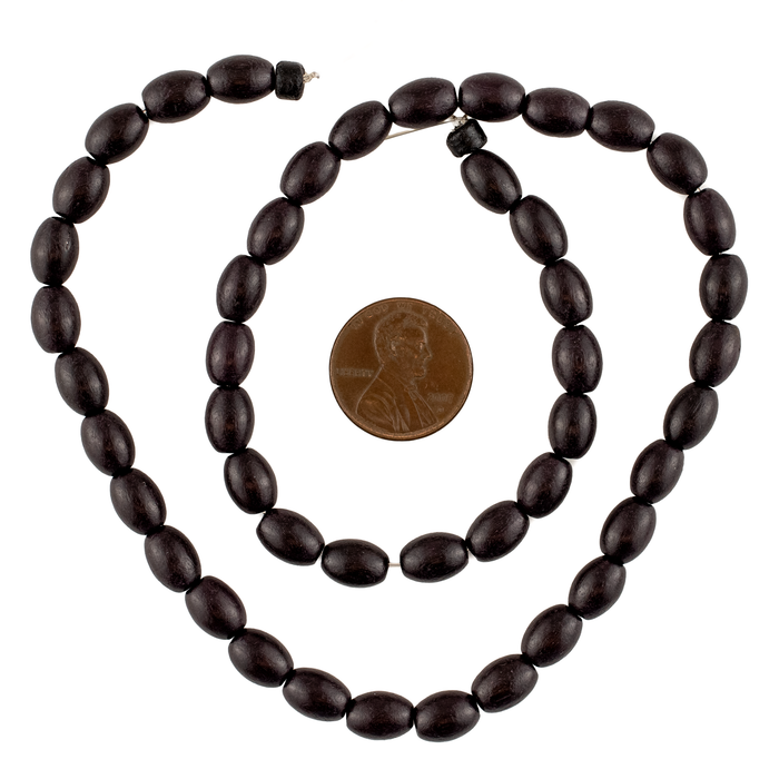 Dark Brown Oval Natural Wood Beads (9x6mm)