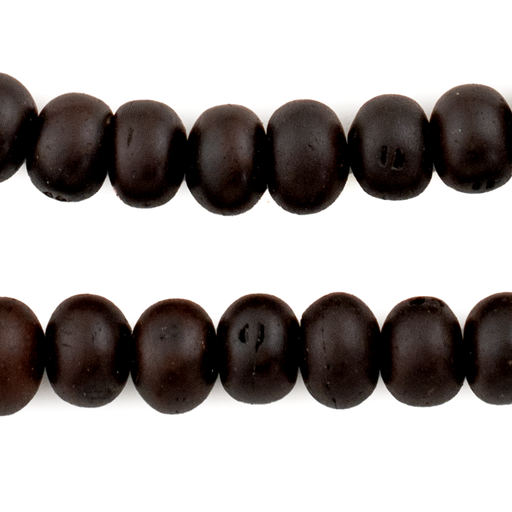 Smooth Dark Brown Rondelle Bodhi Seed Mala Prayer Beads (12mm)