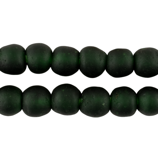 Dark Emerald Green Recycled Glass Beads (11mm)