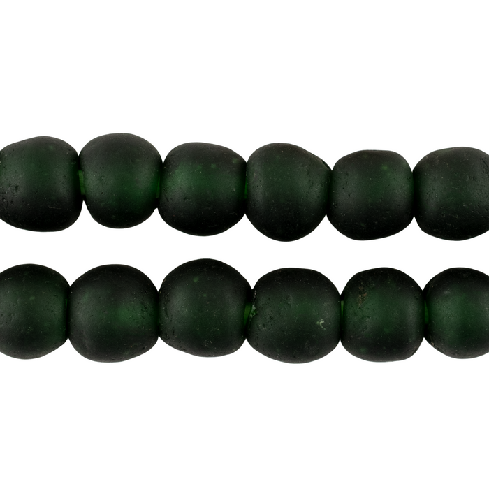 Dark Emerald Green Recycled Glass Beads (11mm)