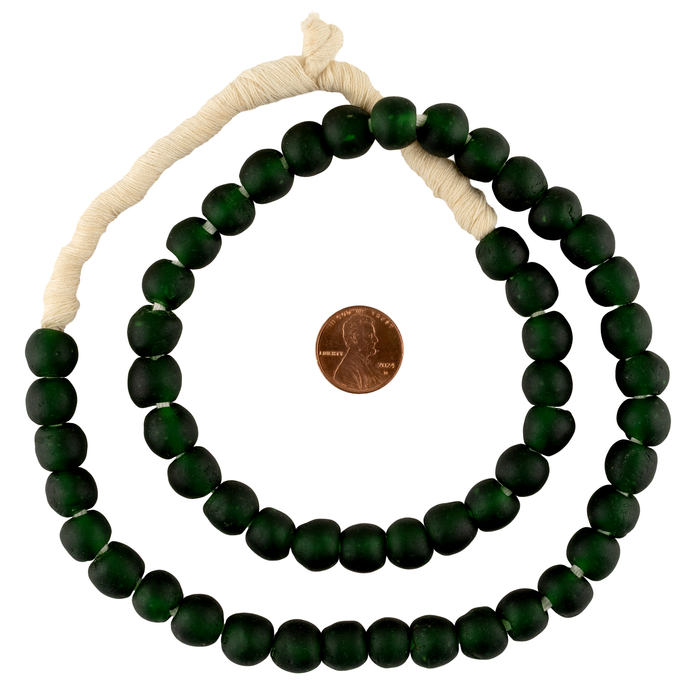 Dark Emerald Green Recycled Glass Beads (11mm)