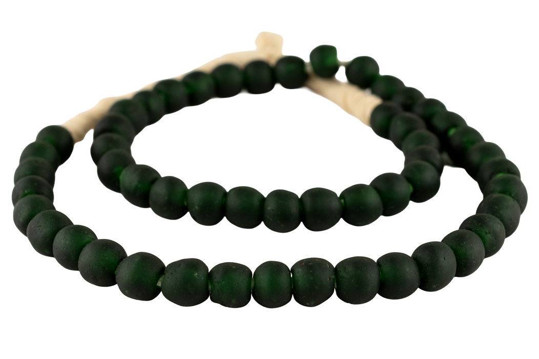 Dark Emerald Green Recycled Glass Beads (11mm)