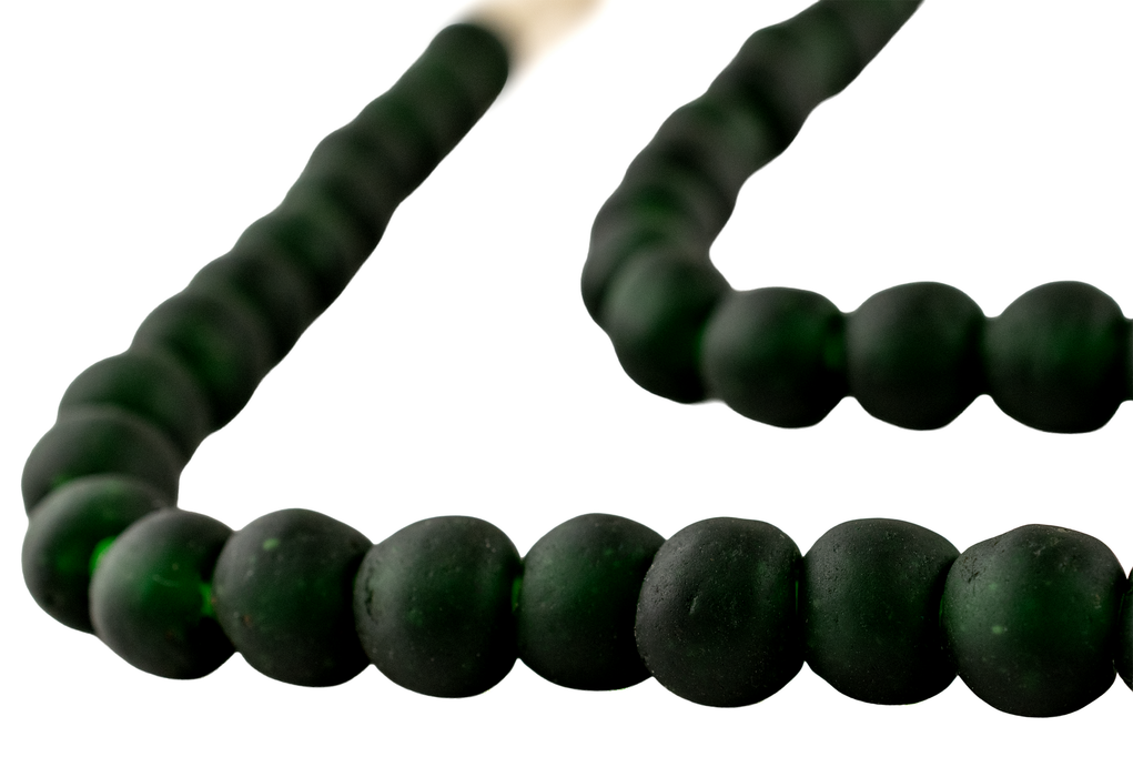 Dark Emerald Green Recycled Glass Beads (11mm)