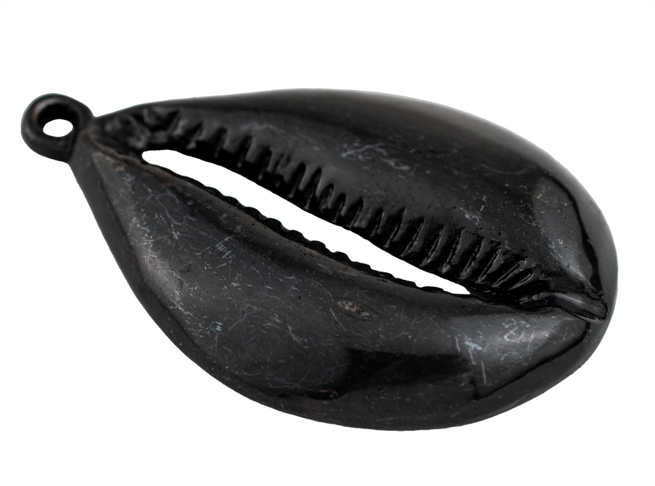 Distressed Black Cowrie Shell Pendant (7x66mm)